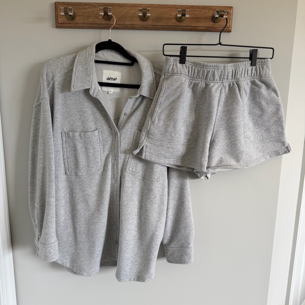 Aerie Grey Shirt and Shorts Set